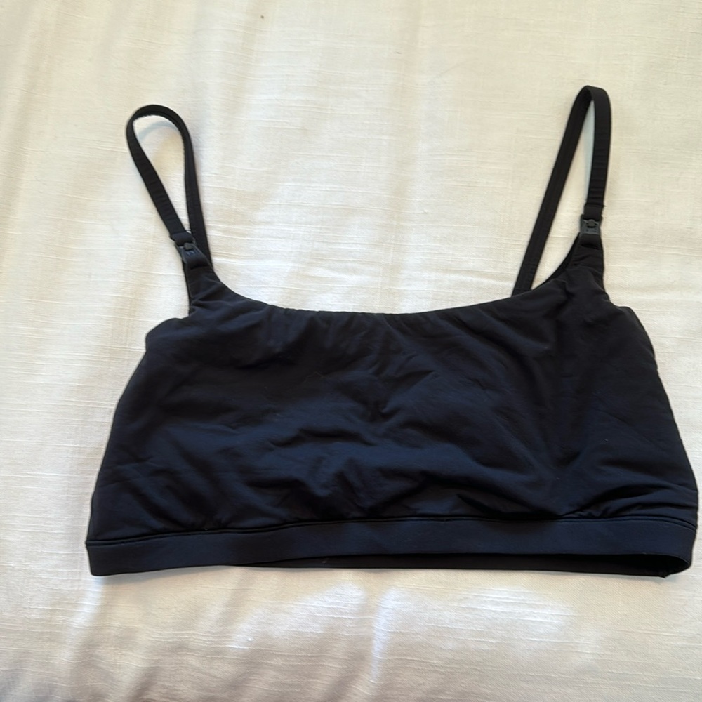 Maternity Pumping Scoop Bralette in Black Size Large